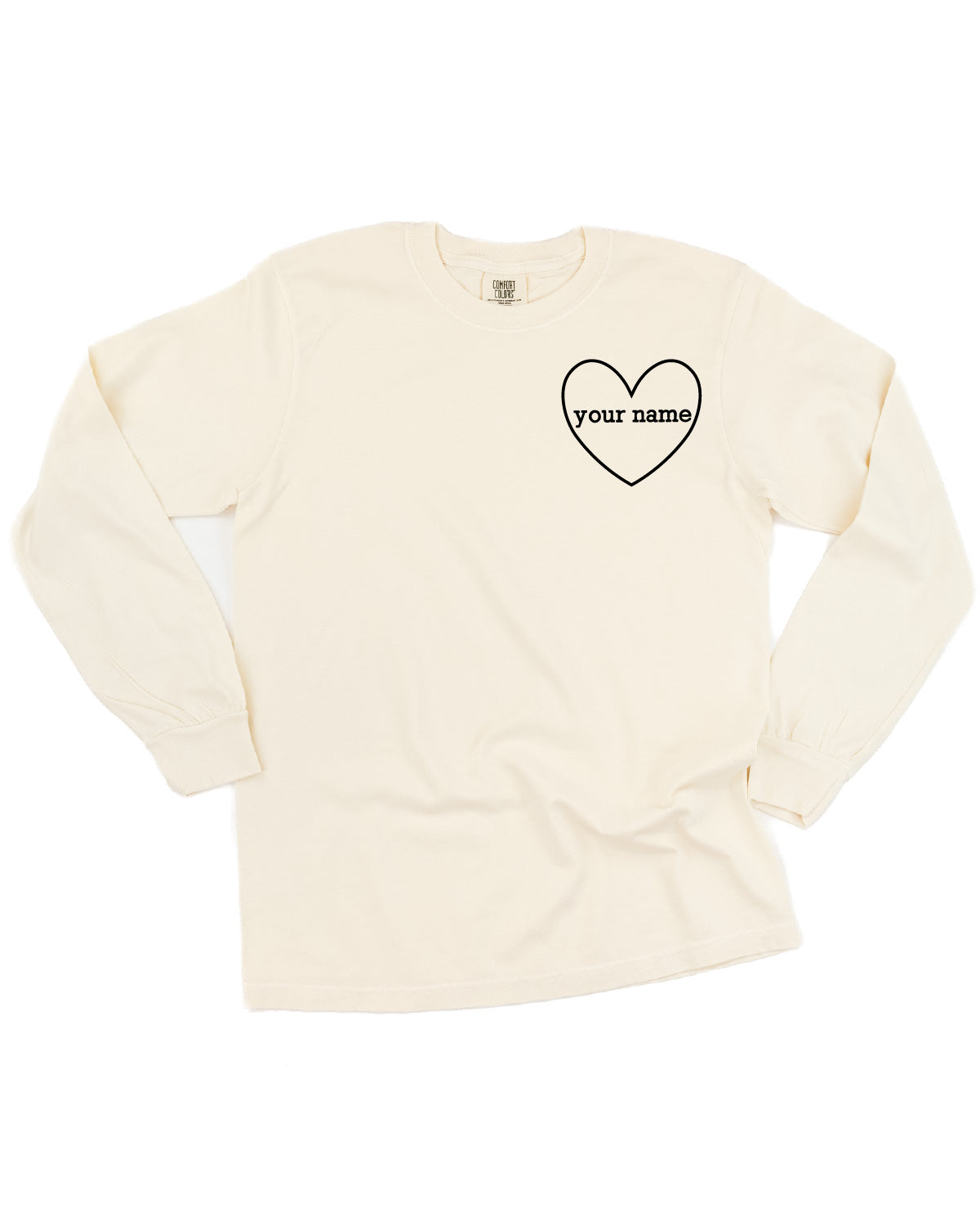CUSTOM NAME (Heart Around) - PERSONALIZE IT! - LONG SLEEVE Comfort Colors Tee Little Mama Shirt Shop