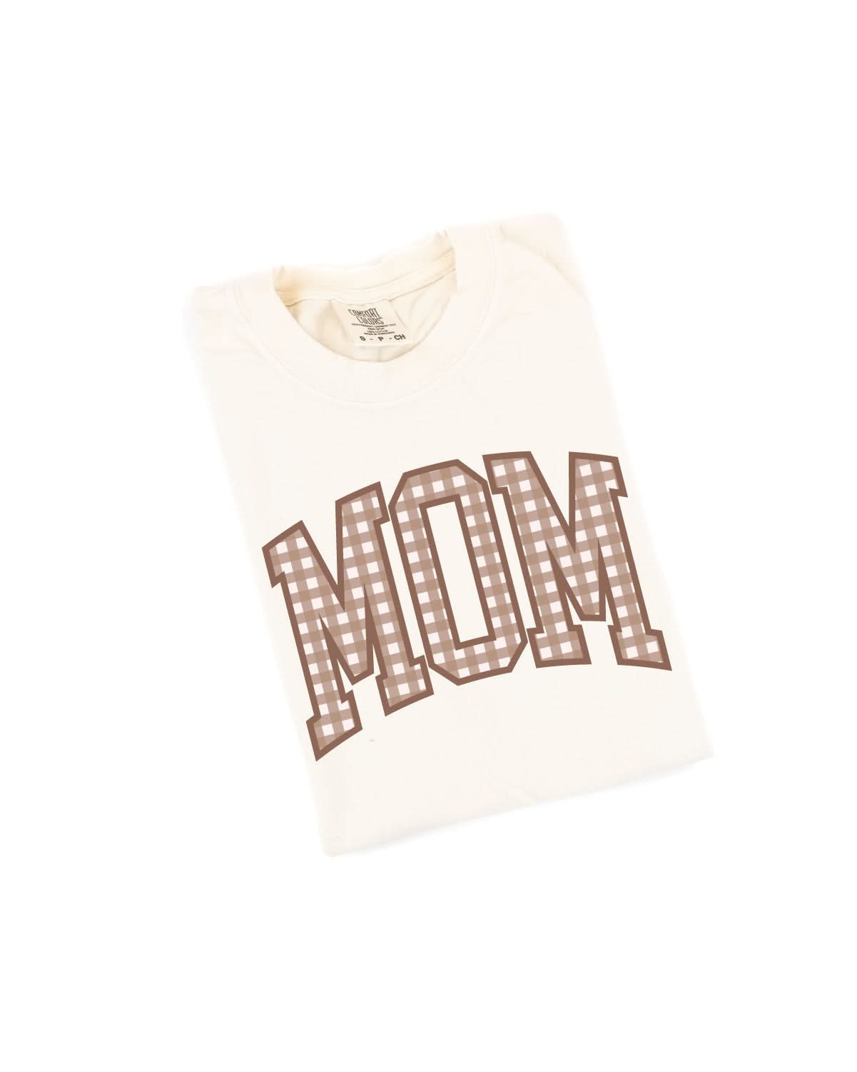 Choose Your Mom Name - Brown Gingham Print - Comfort Colors Tee Little Mama Shirt
