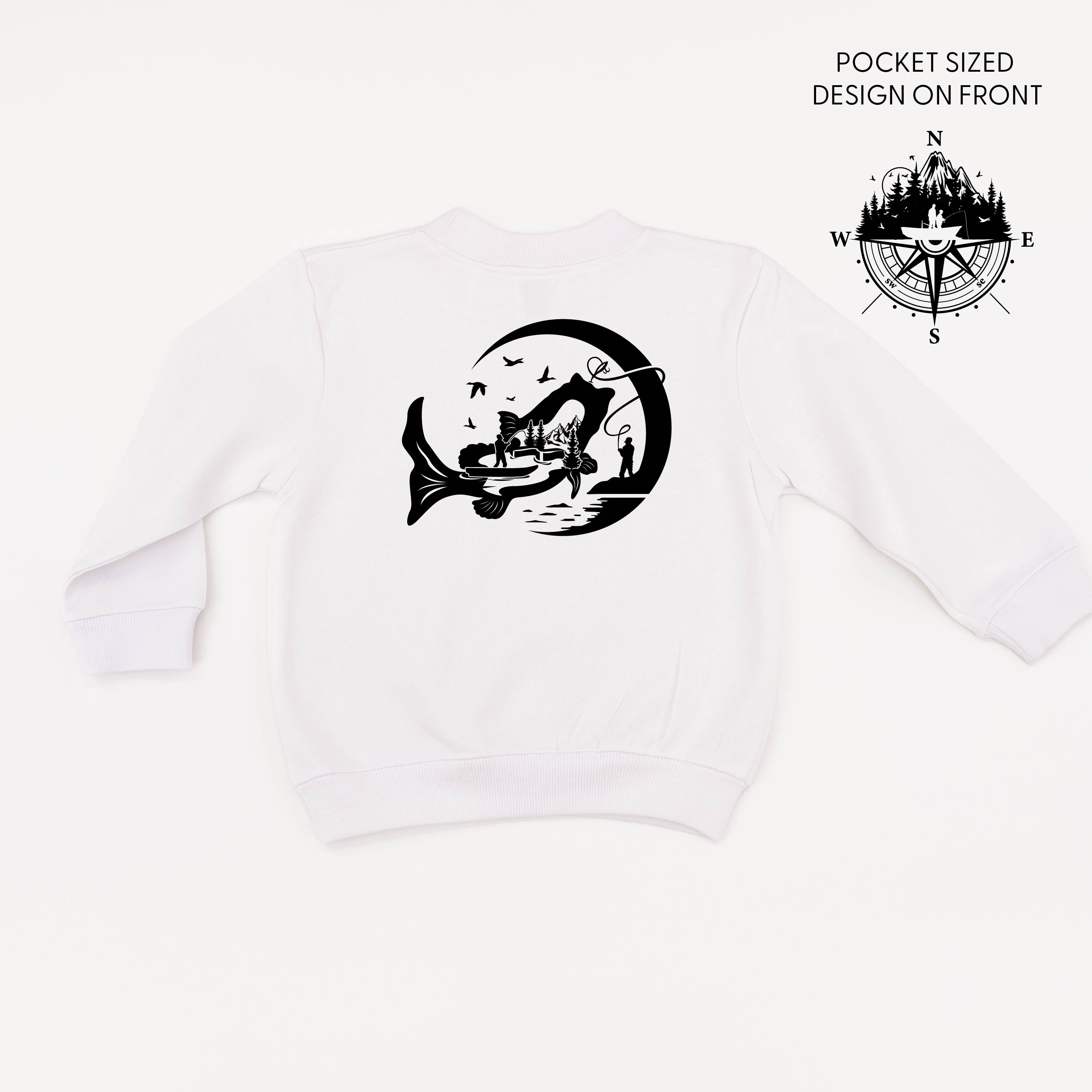Fishing Compass - Fishing Scene (pf&b) - Child Sweater Little Mama Shirt Shop