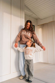 MINI Brown Gingham Elevated Fleece – Child Sweatshirt | Little Mama Shirt Shop Little Mama Shirt