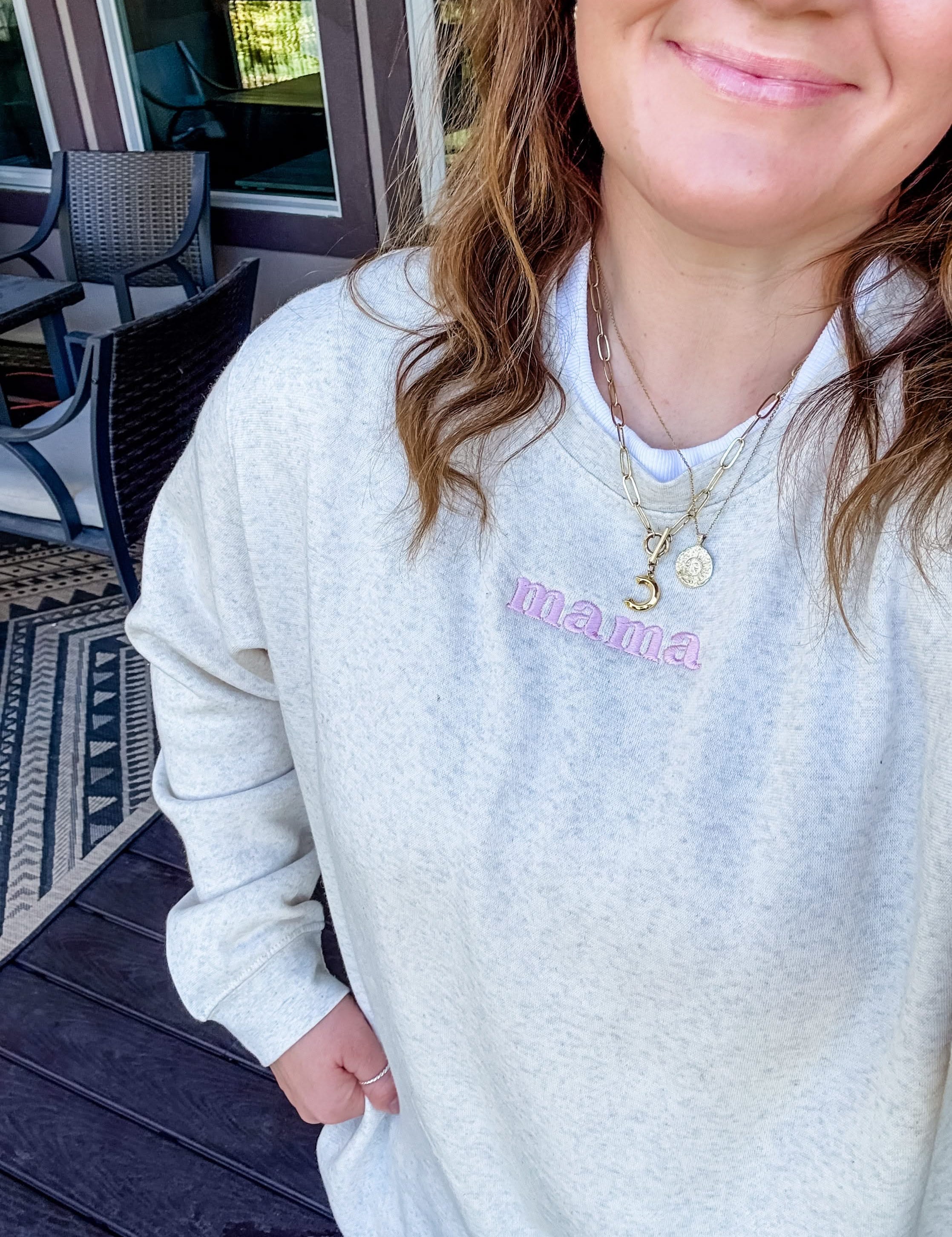  MAMA – Embroidered Elevated Fleece | Pink or Blue Thread Little Mama Shirt