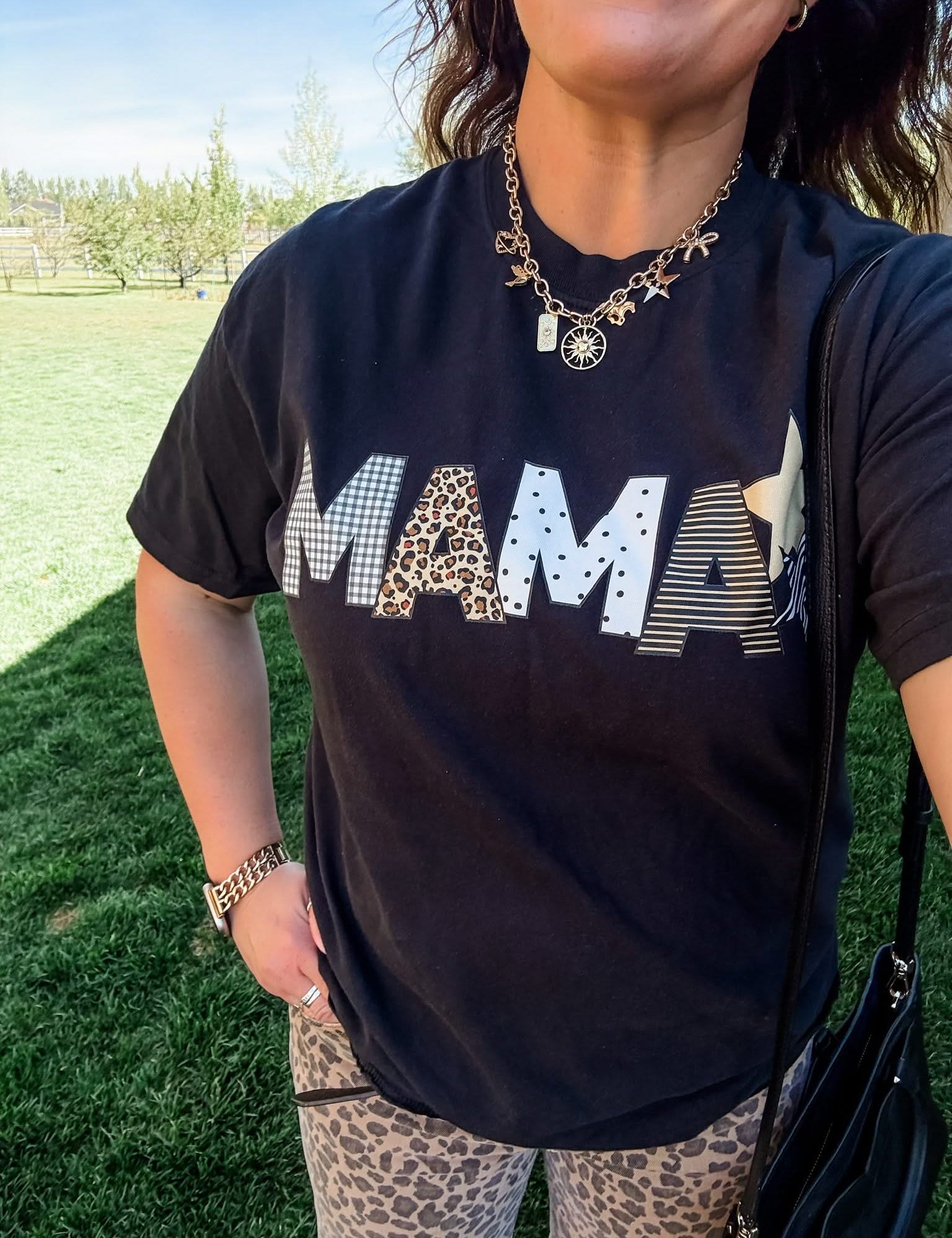MAMA - Wild Patchwork Print - Comfort Colors Tee | Little Mama Shirt Shop Little Mama Shirt