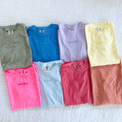 Embroidered Comfort Colors Tee - TINY CAPS - Choose Your Name! - Tone on Tone Thread Little Mama Shirt