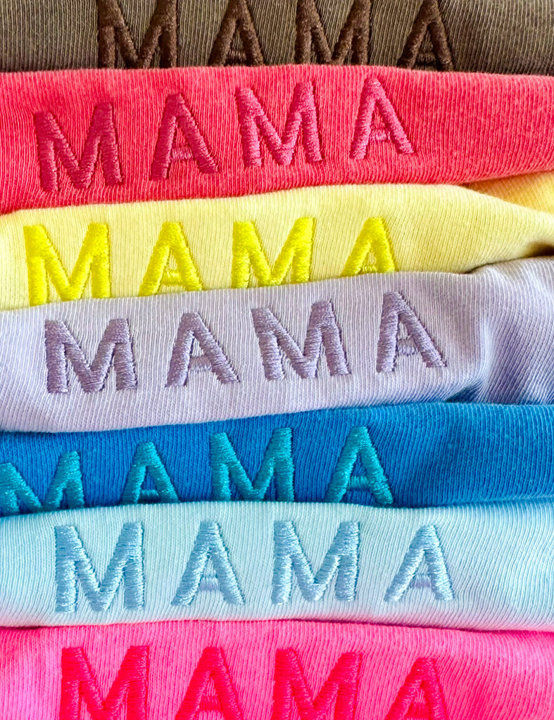 Embroidered Comfort Colors Tee - TINY CAPS - Choose Your Name! - Tone on Tone Thread Little Mama Shirt
