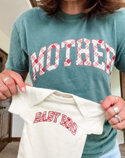 Christmas Gingham | Choose Your Name Adult Tee | Comfort Colors Little Mama Shirt
