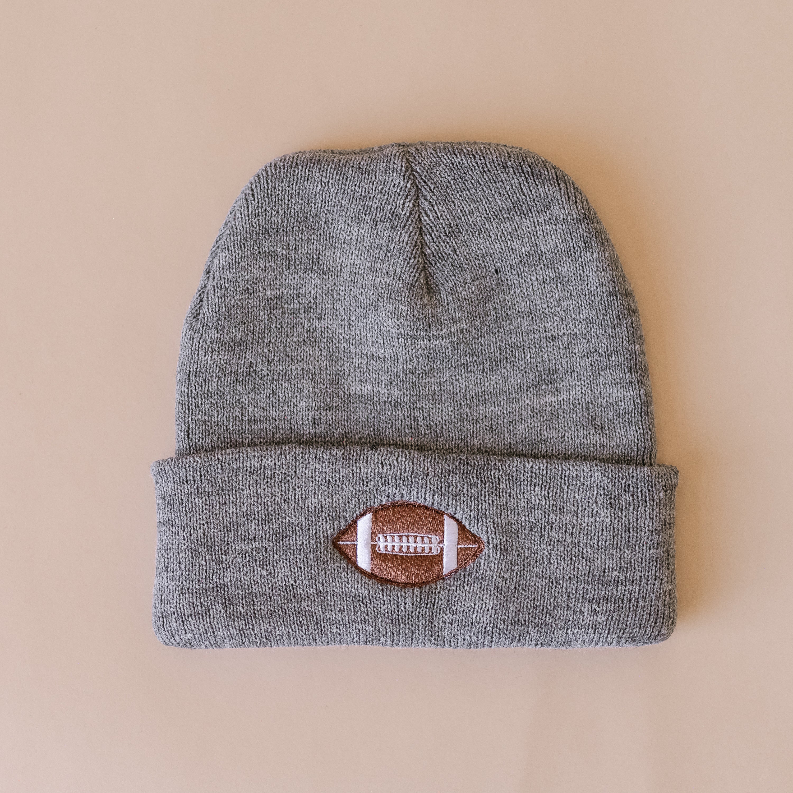 Child Beanie - FOOTBALL - Gray Little Mama Shirt
