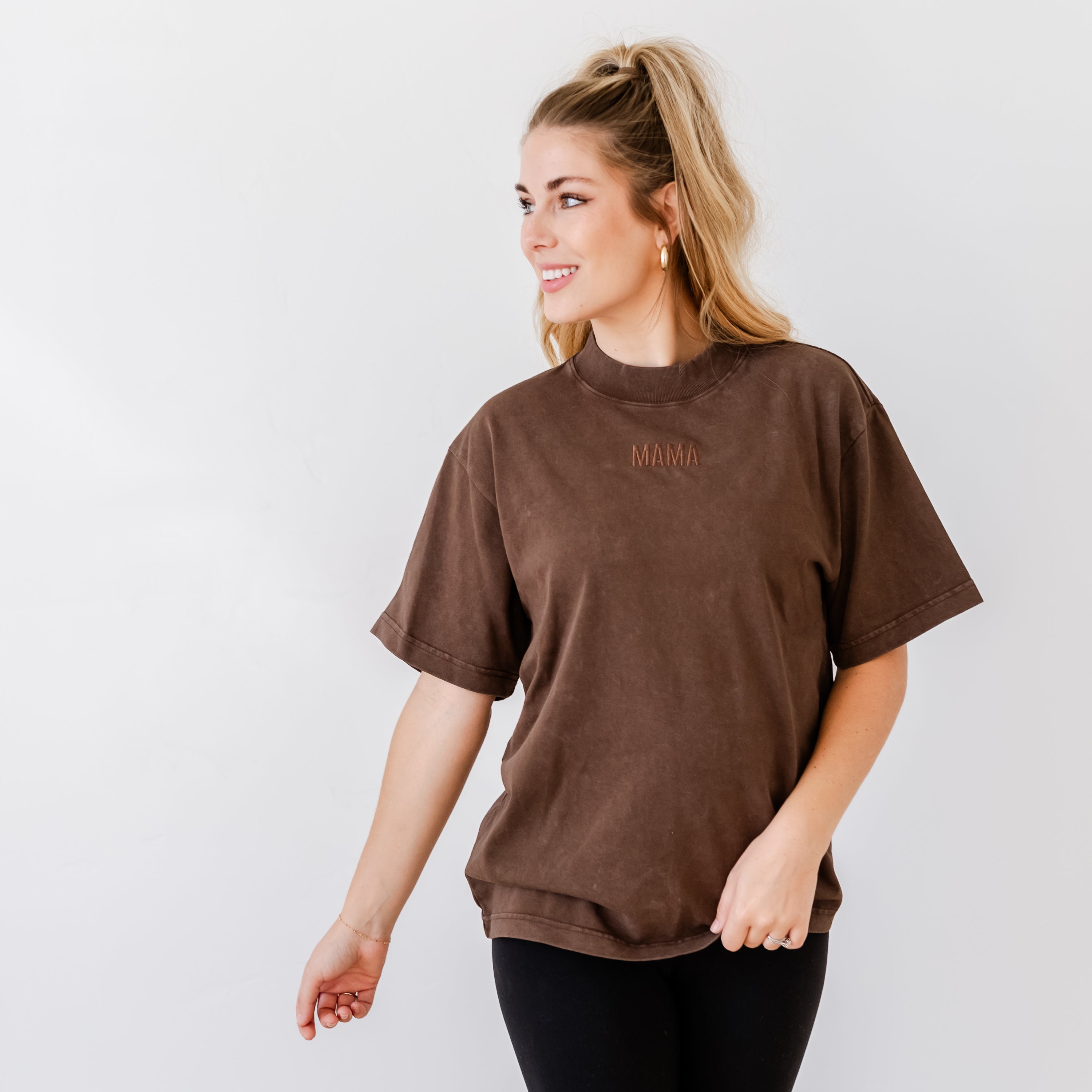 CAPSULE PIECE - Essential Heavyweight MAMA Tee - Tone on Tone Embroidered Little Mama Shirt