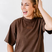CAPSULE PIECE - Essential Heavyweight MAMA Tee - Tone on Tone Embroidered Little Mama Shirt