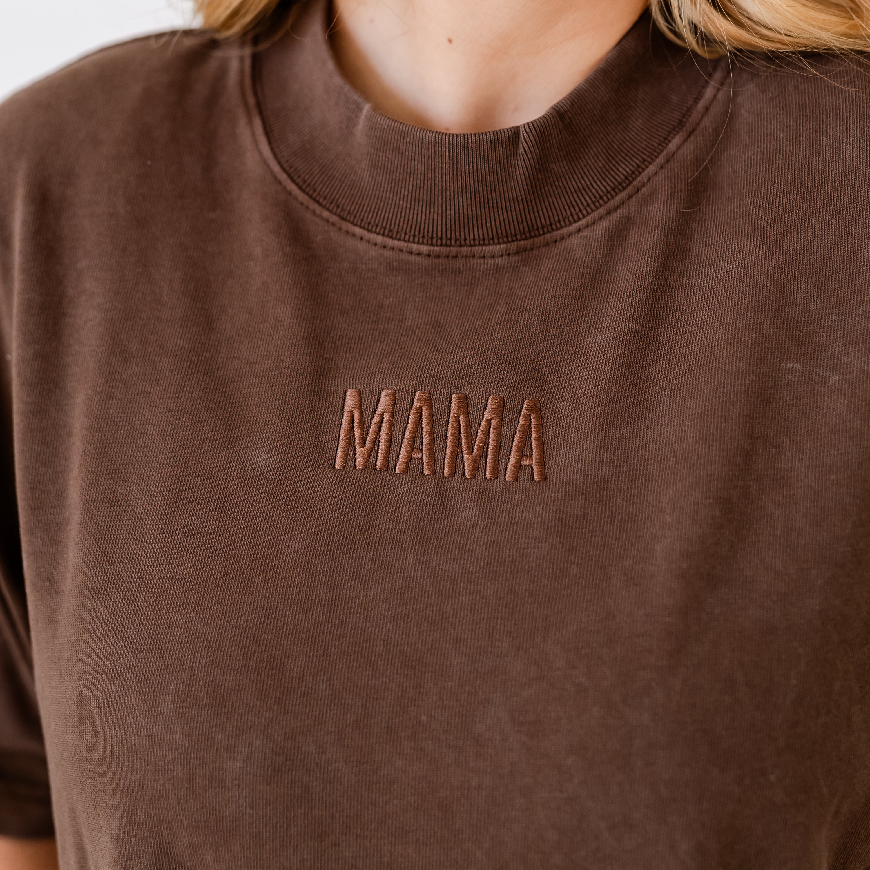 CAPSULE PIECE - Essential Heavyweight MAMA Tee - Tone on Tone Embroidered Little Mama Shirt