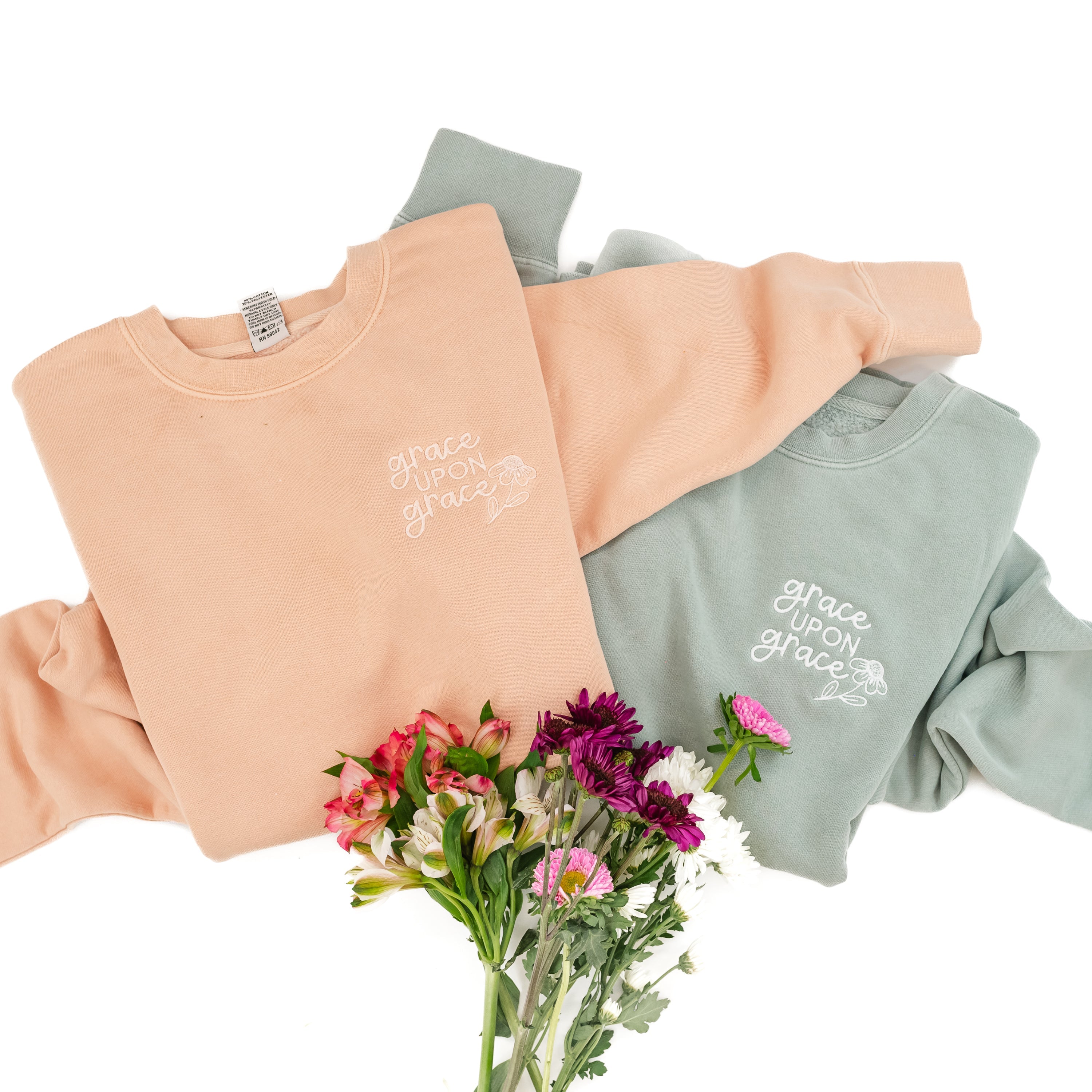 Embroidered PIGMENT Crewneck - Grace Upon Grace Little Mama Shirt