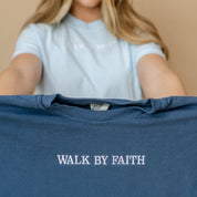 Embroidered Comfort Colors Tee - Walk By Faith Little Mama Shirt
