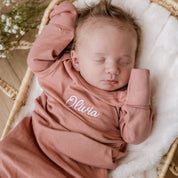 Bringing Home Baby - Personalized Organic Cotton Knotted Gown Little Mama Shirt Shop