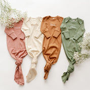 Bringing Home Baby - Personalized Organic Cotton Knotted Gown Little Mama Shirt Shop
