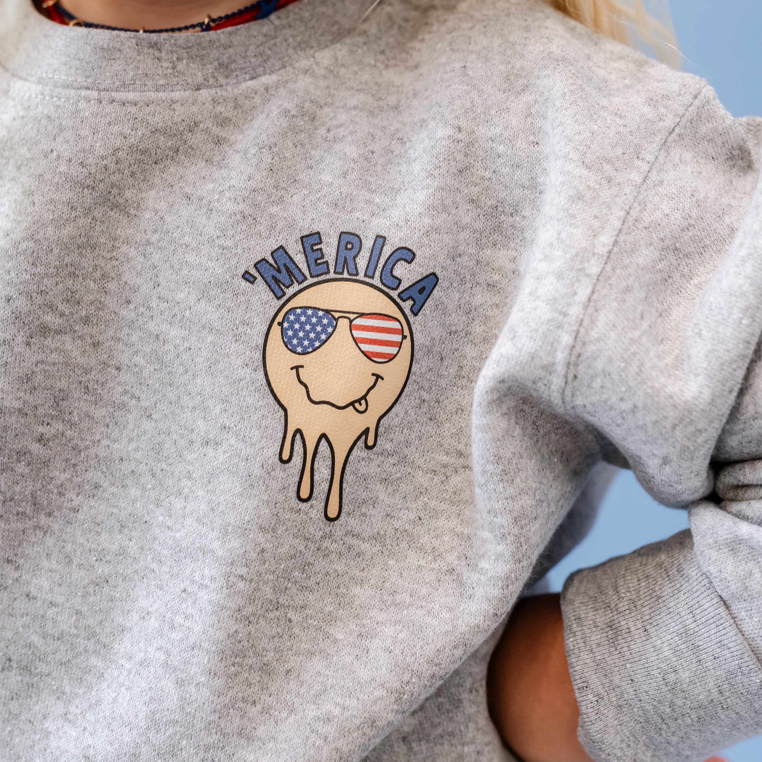 'Merica Melting Smiley - Child Sweater Little Mama Shirt Shop