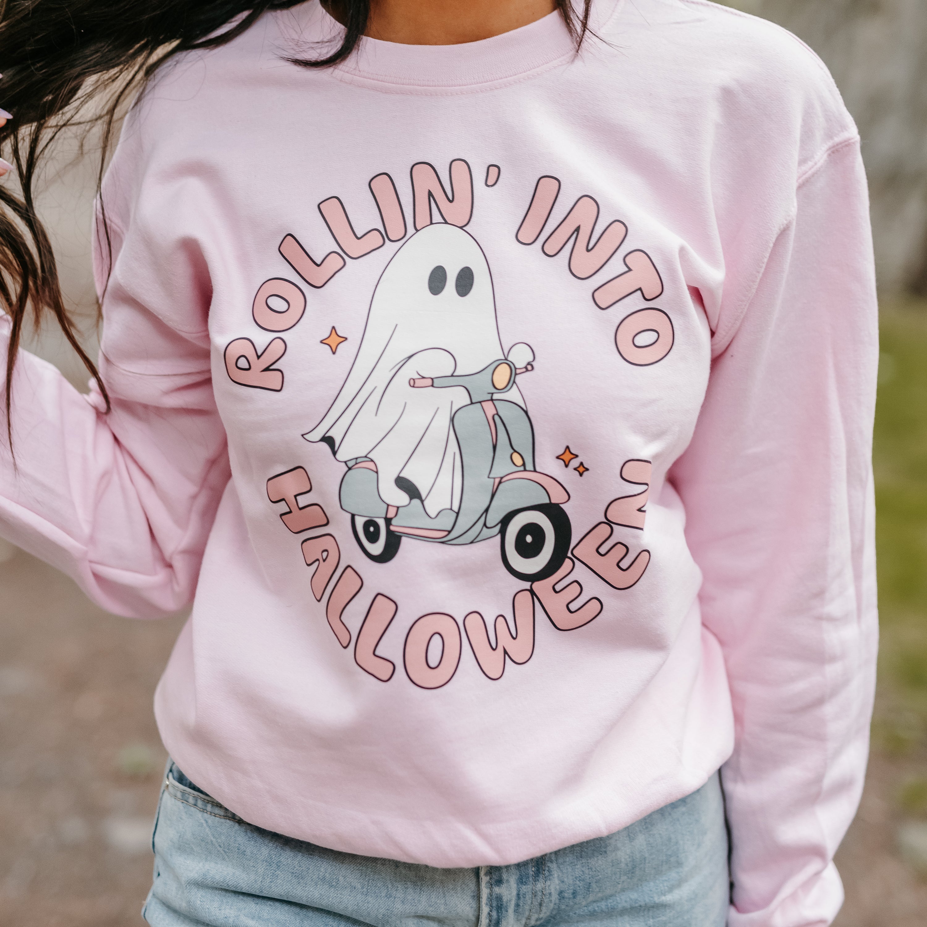Rollin' Into Halloween - Basic Fleece Crewneck Little Mama Shirt