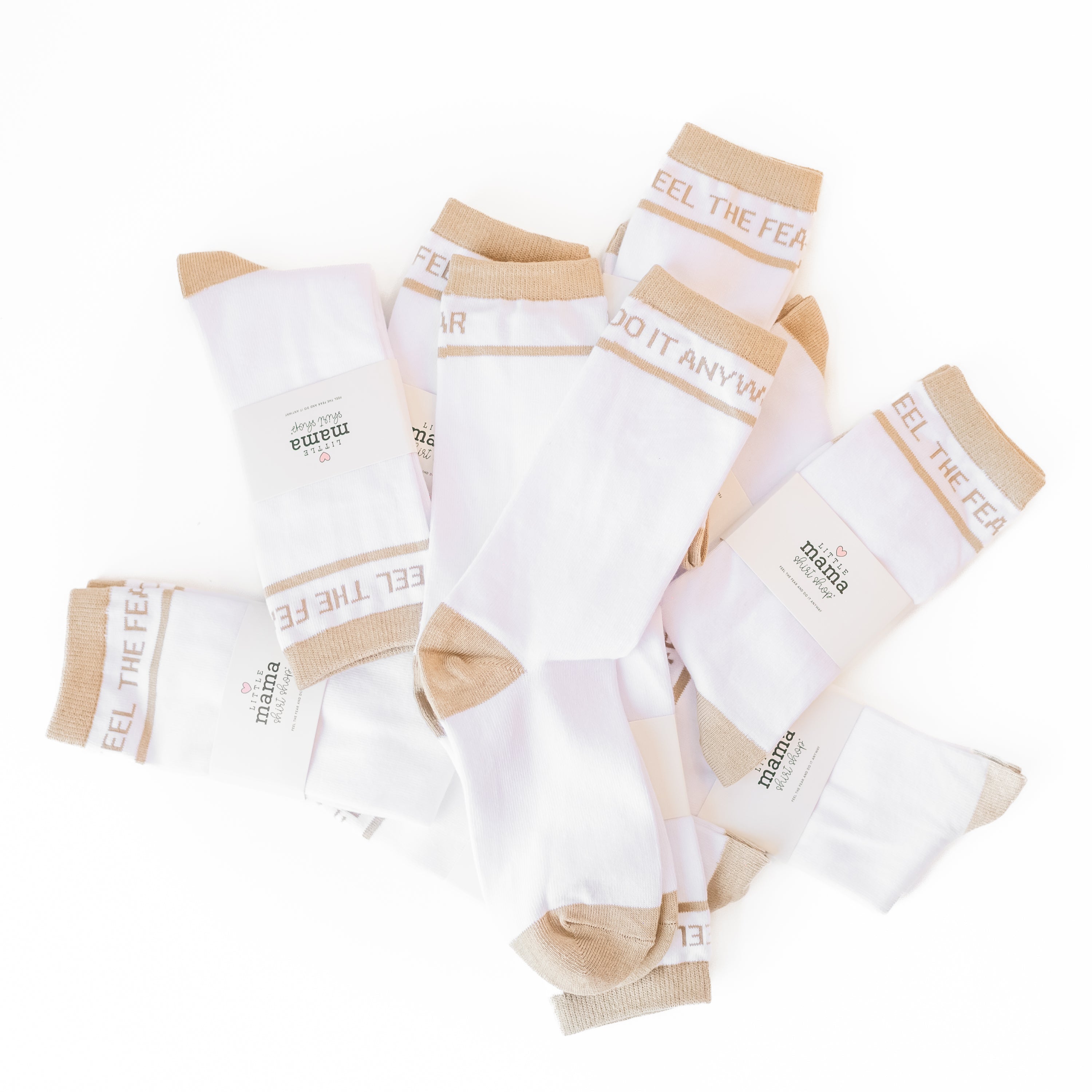 LMSS® ADULT CREW SOCKS - Feel the Fear And Do It Anyway Little Mama Shirt Shop