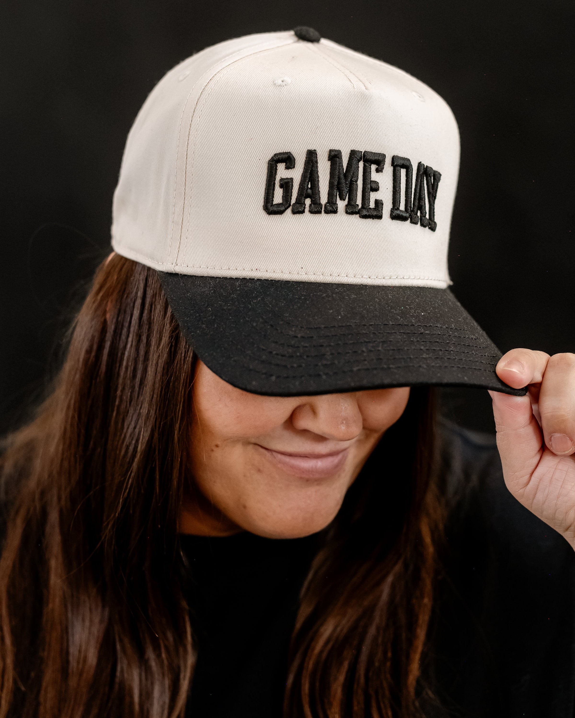 Puff Embroidered Trucker Hat - Game Day - Custom Number (side) Little Mama Shirt Shop