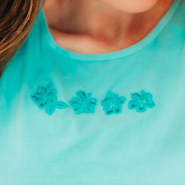 Embroidered Tone on Tone - Comfort Colors TANK - Hibiscus x4 Flowers Little Mama Shirt