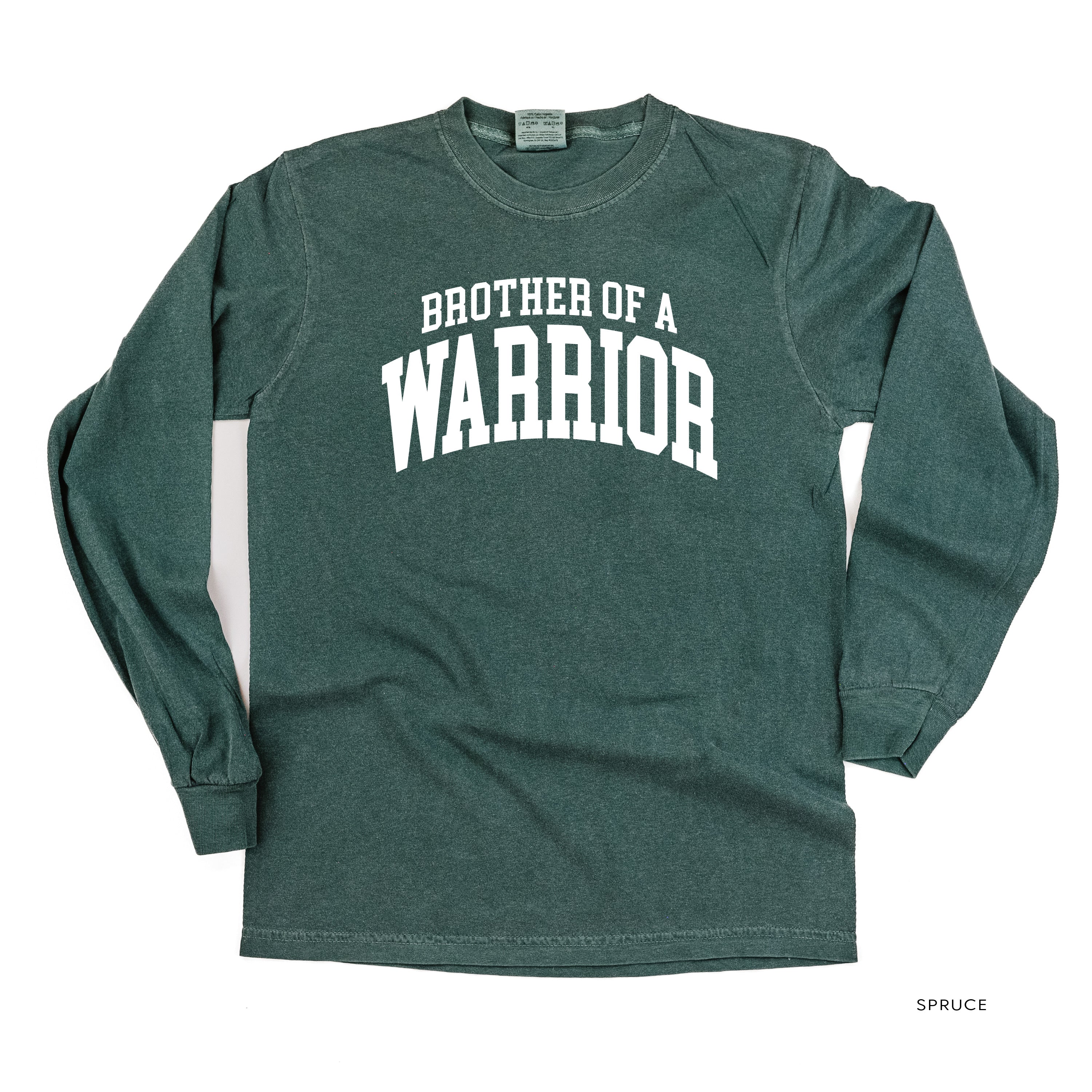 Brother of a Warrior - Varsity - Long Sleeve Comfort Colors Tee Little Mama Shirt Shop