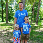 DAD - Arched Varsity / JUST LIKE DAD - Set of 2 Shirts Little Mama Shirt Shop
