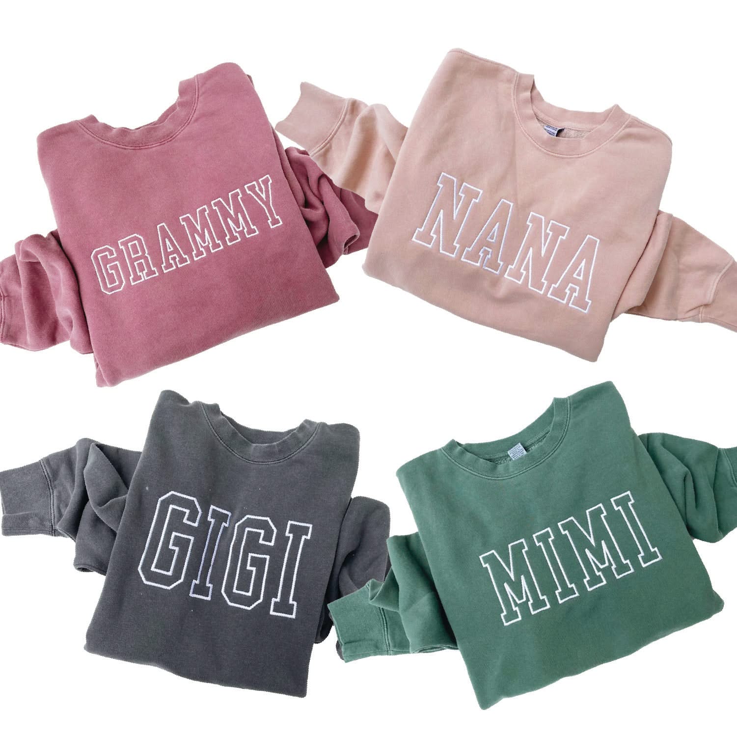 Embroidered PIGMENT Crewneck - OUTLINE NAME Little Mama Shirt