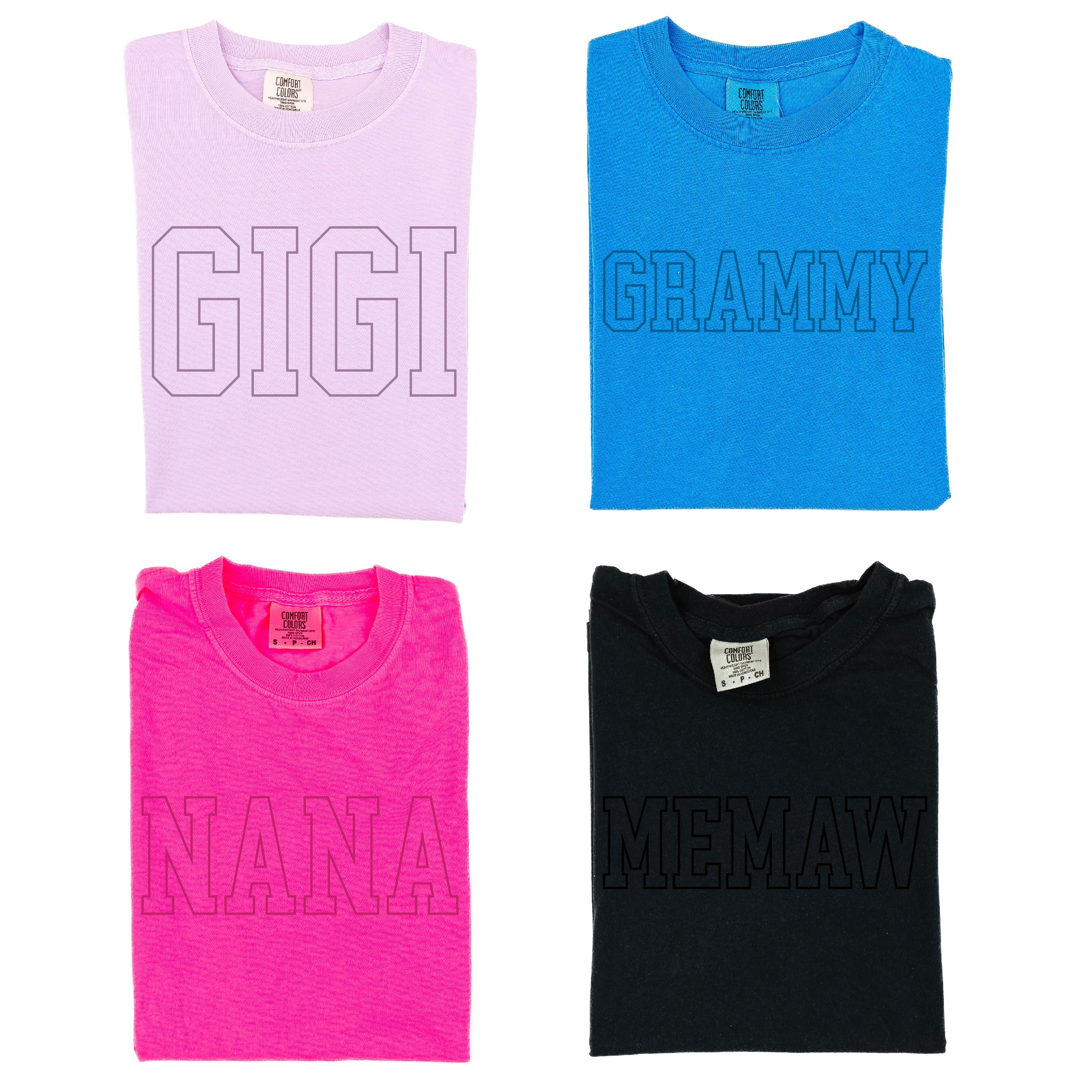 Embroidered Comfort Colors Tee - OUTLINE NAME - Choose Your Outline Name! - Tone on Tone Thread Little Mama Shirt