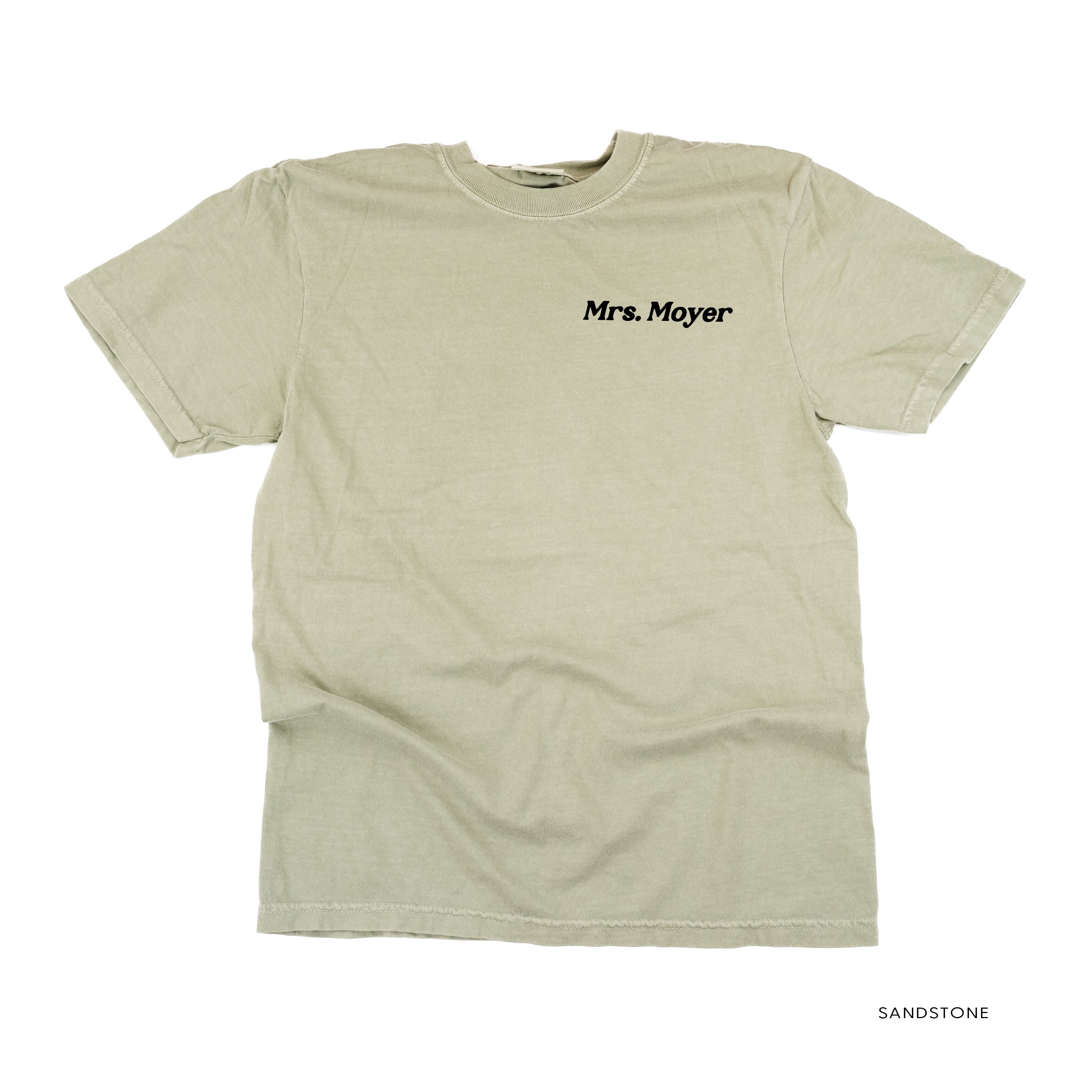CUSTOM TEACHER TEE - Embroidered SHORT SLEEVE Comfort Colors Tee - (Enter Your Custom Name) Little Mama Shirt Shop