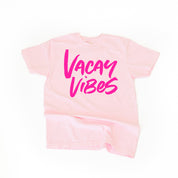 Vacay Vibes (Neon) w/ 2 Palm Trees (back) - Comfort Colors Tee Little Mama Shirt Shop