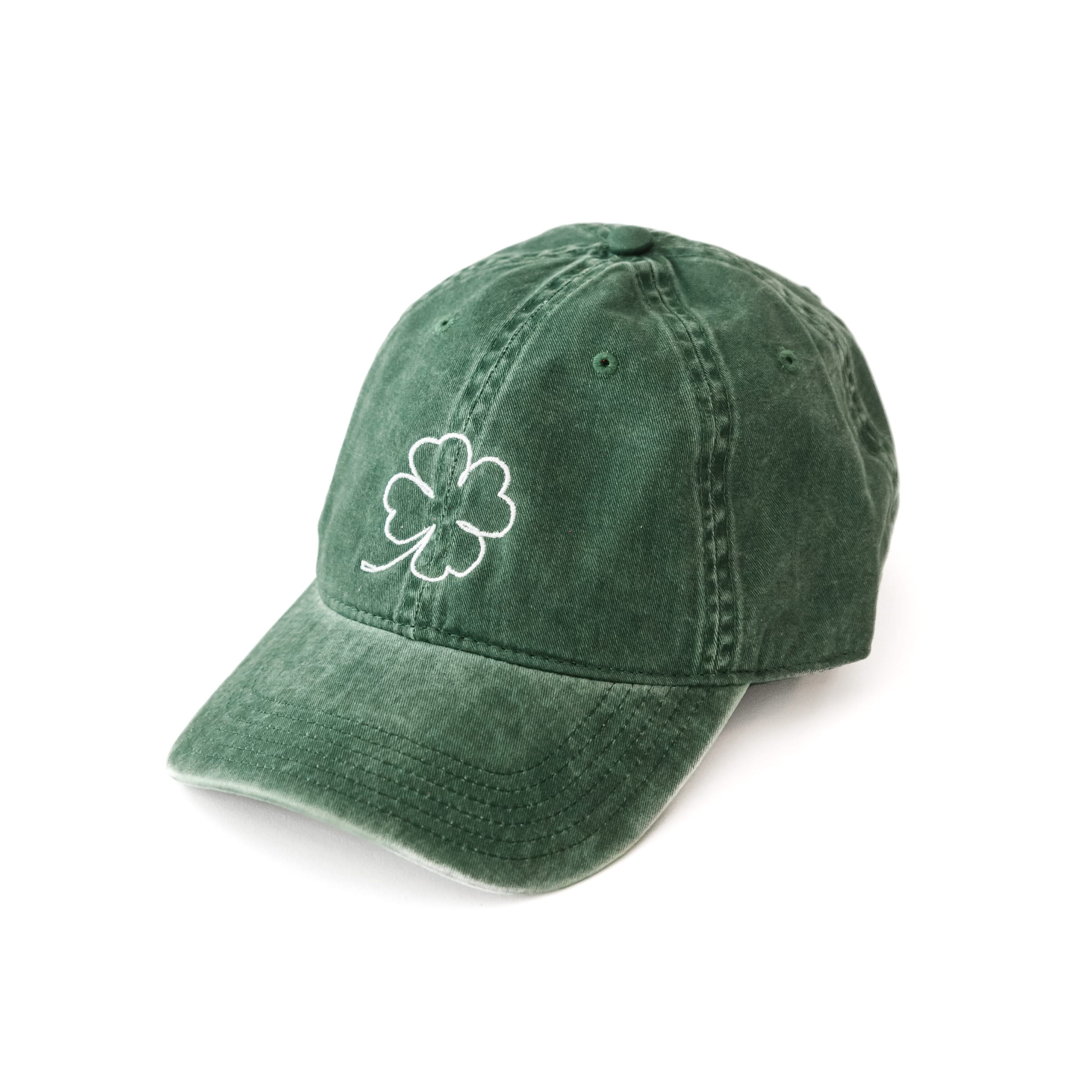  White - Shamrock Outline - Baseball Cap Little Mama Shirt Shop