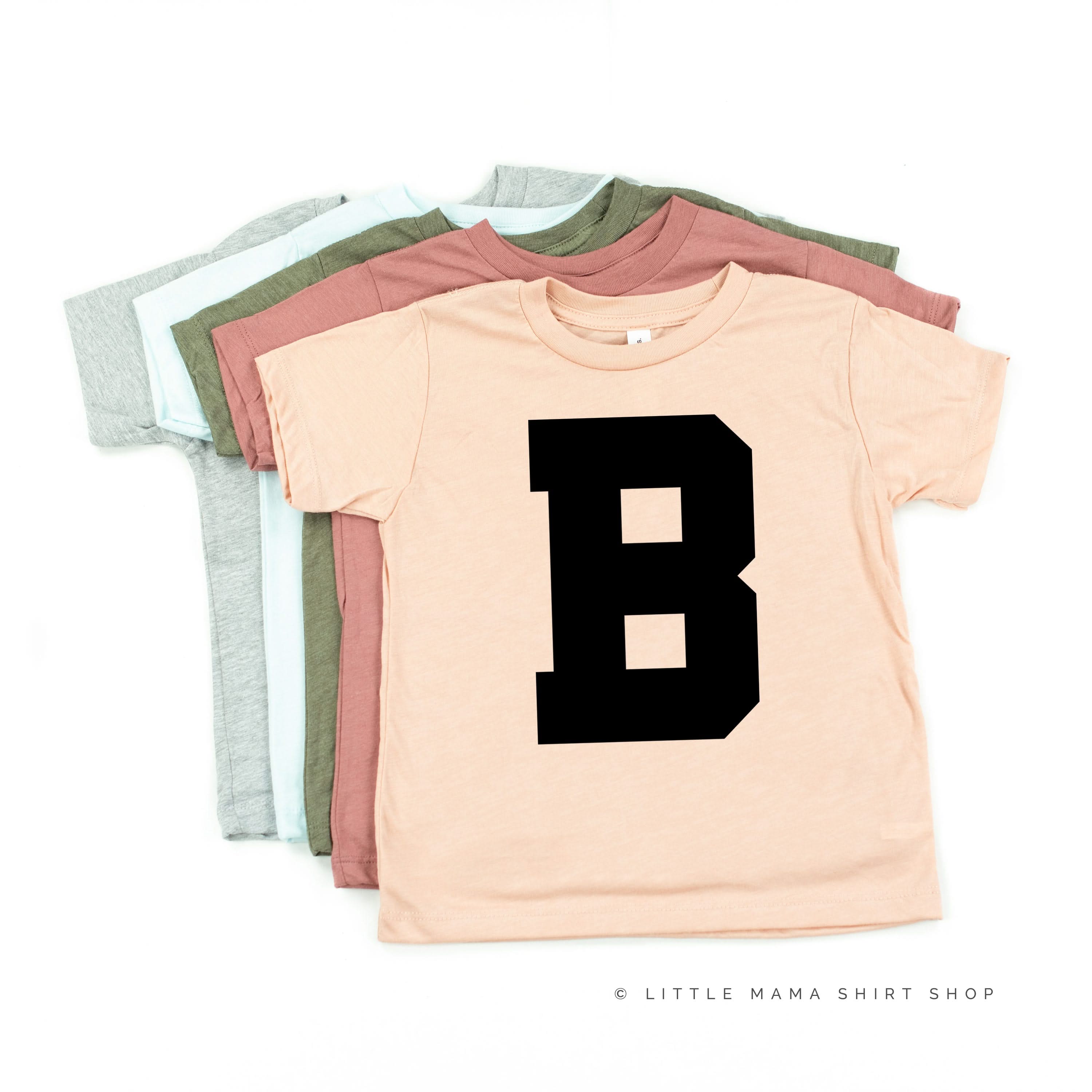 VARSITY INITIALS - Short Sleeve Child Shirt Little Mama Shirt Shop
