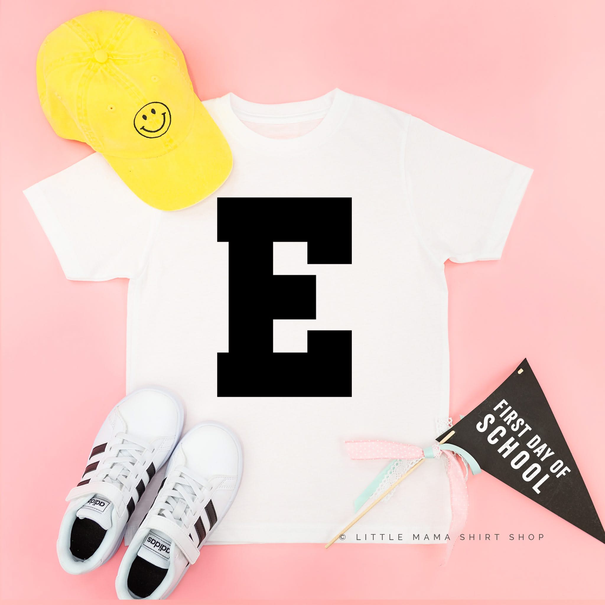 VARSITY INITIALS - Short Sleeve Child Shirt Little Mama Shirt Shop