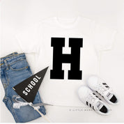 VARSITY INITIALS - Short Sleeve Child Shirt Little Mama Shirt Shop