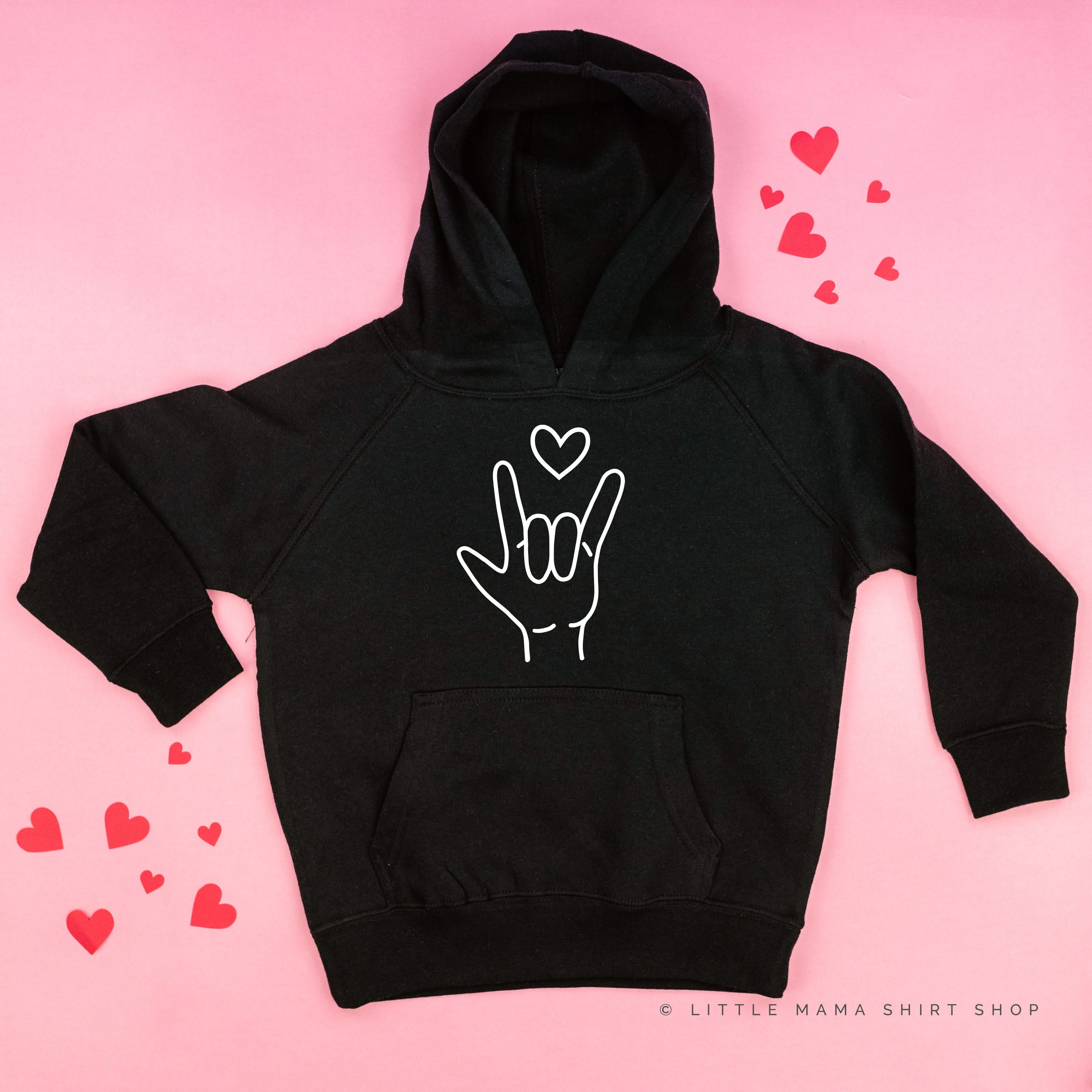 Sign Language - I Love You - Child HOODIE Little Mama Shirt Shop