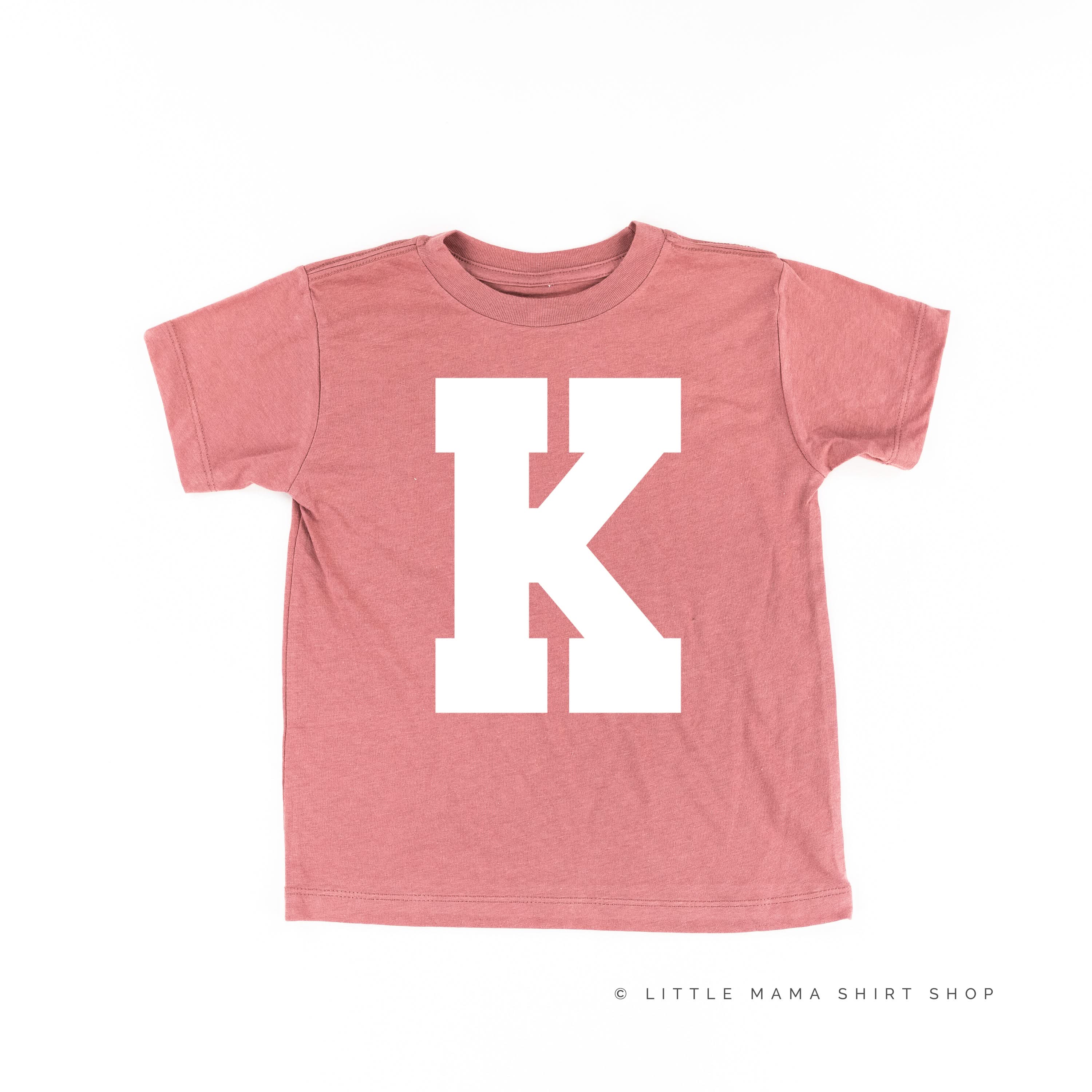 VARSITY INITIALS - Short Sleeve Child Shirt Little Mama Shirt Shop