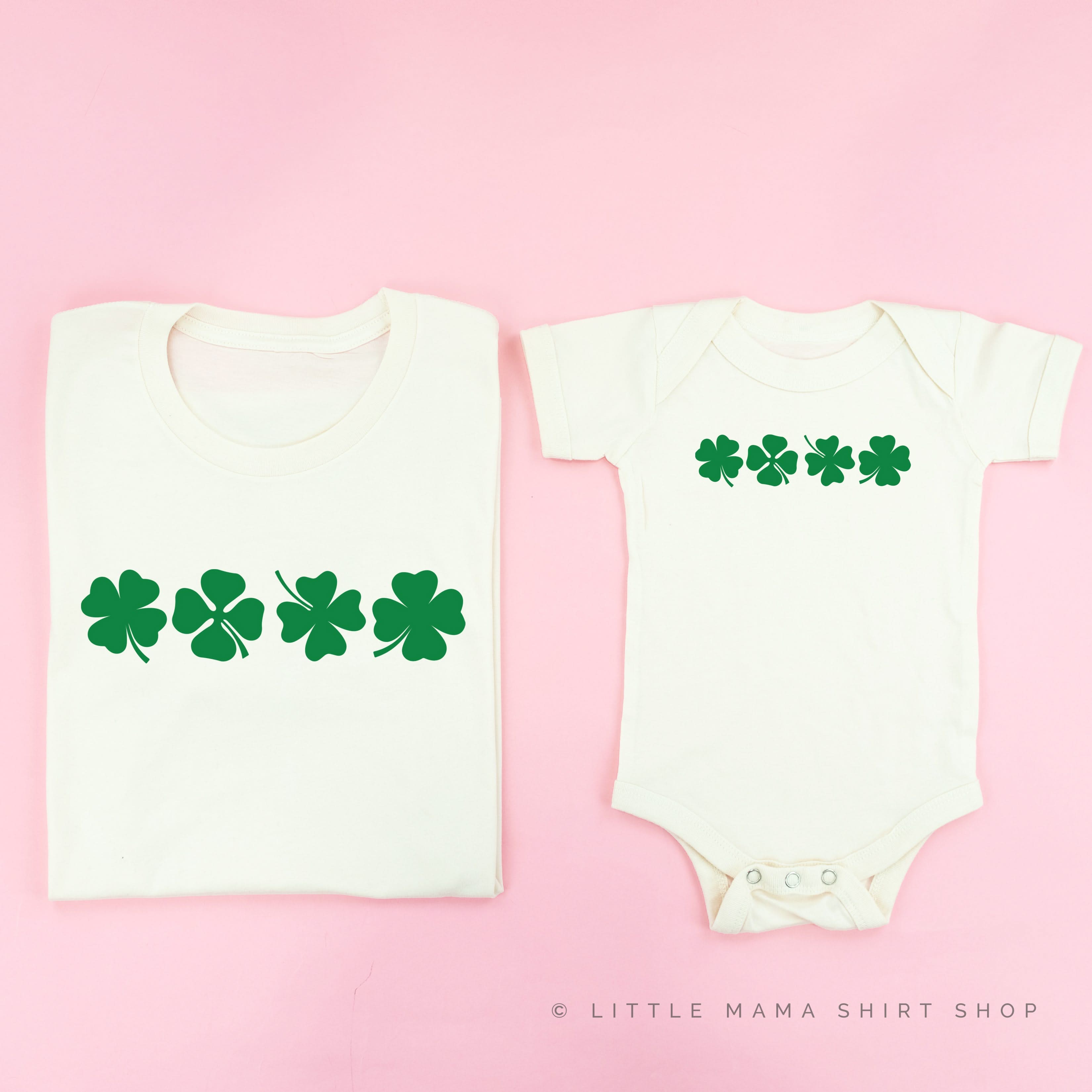 4 Shamrocks - Have a Lucky Day (f&b) - Set of 2 Tees Little Mama Shirt Shop