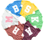 VARSITY INITIALS - Short Sleeve Child Shirt Little Mama Shirt Shop