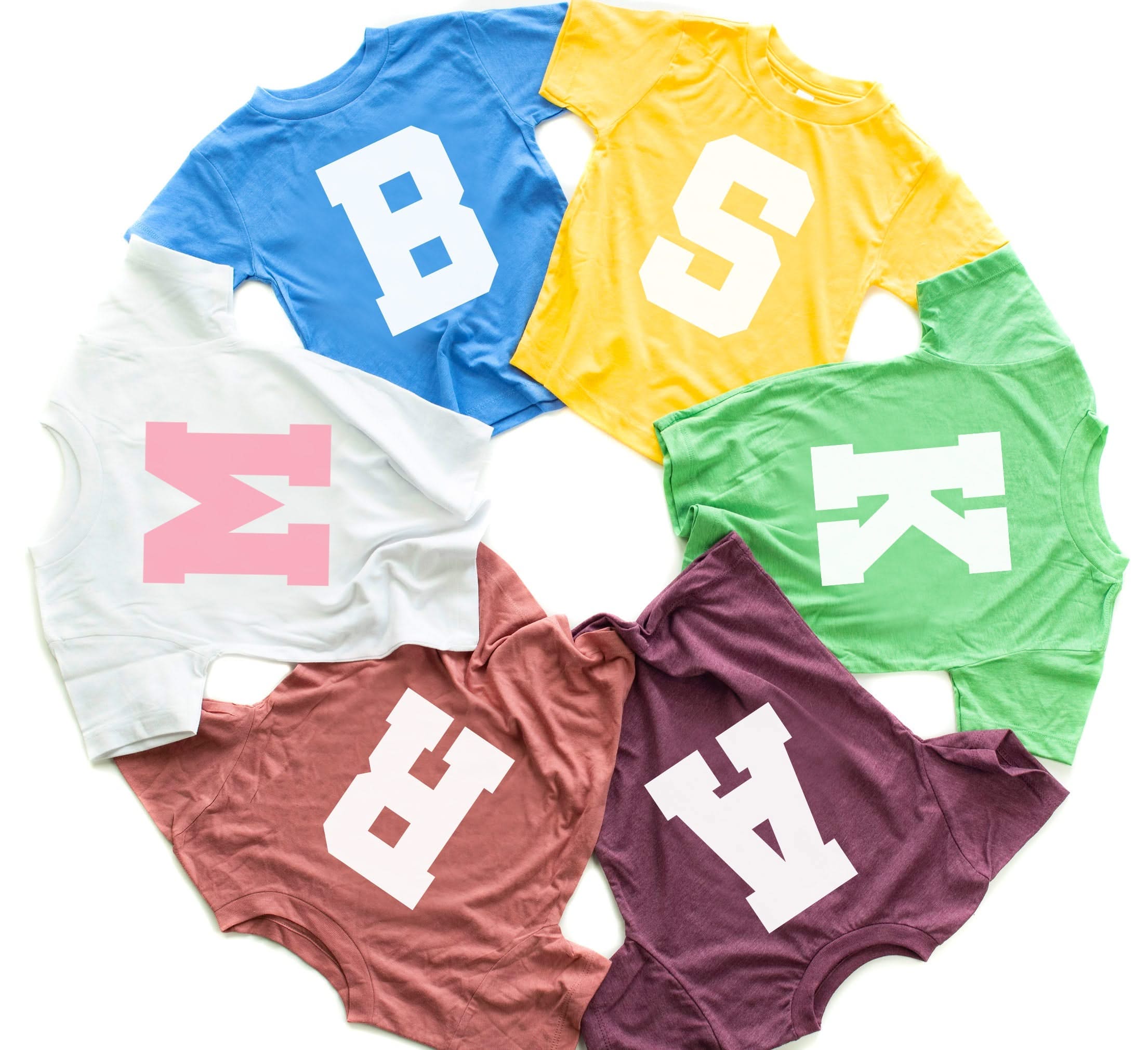 VARSITY INITIALS - Short Sleeve Child Shirt Little Mama Shirt Shop